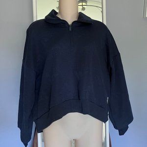 Adidas 1/4 Zip Oversized Collar Sweatshirt Size M w/Embossed Logo and Thumbholes